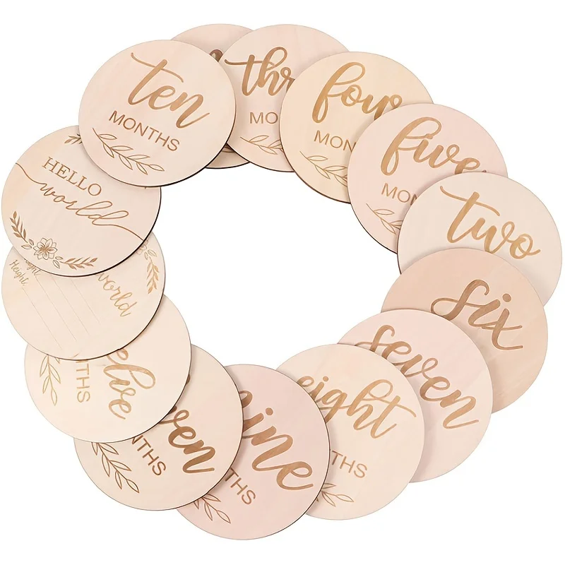 Woodworking Game - Houten houtsnipper maand souvenirkaart babygroei mijlpaal