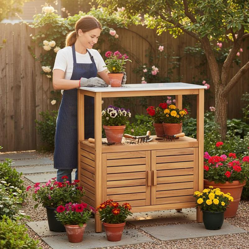Workbench Woodworking - Buitenwerkbank van acaciahout voor het planten