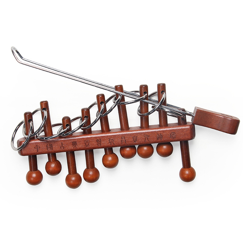 Woodworking Game - Klassieke Chinese Negen Gekoppelde Ringen Puzzel