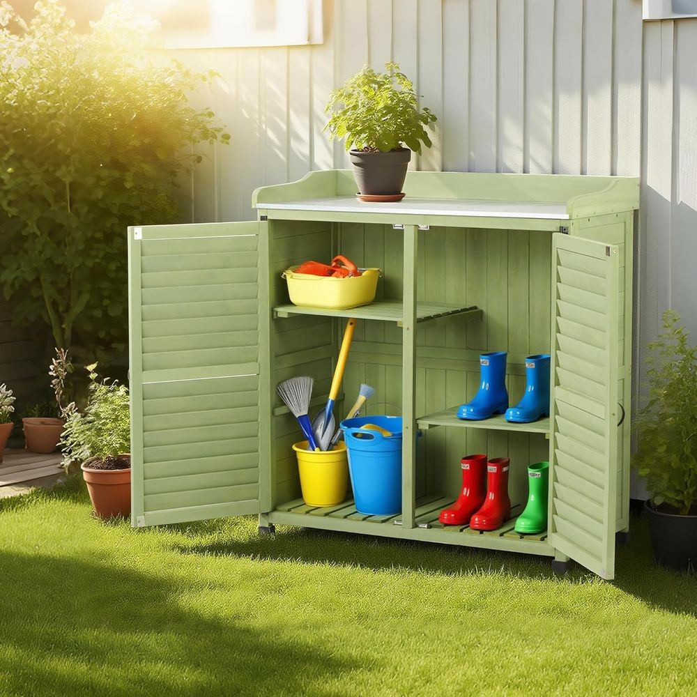 Buitenpotplantenbank met metal - Woodworking Bench recensie en prijs