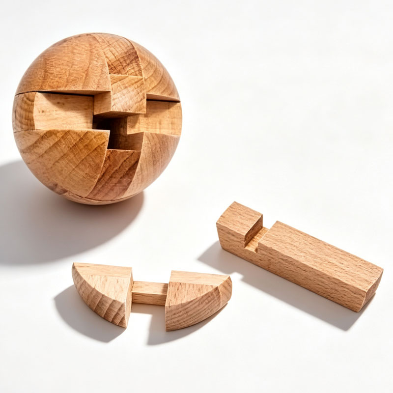 Klassieke houten puzzelbal, ma - Woodworking Game recensie en prijs