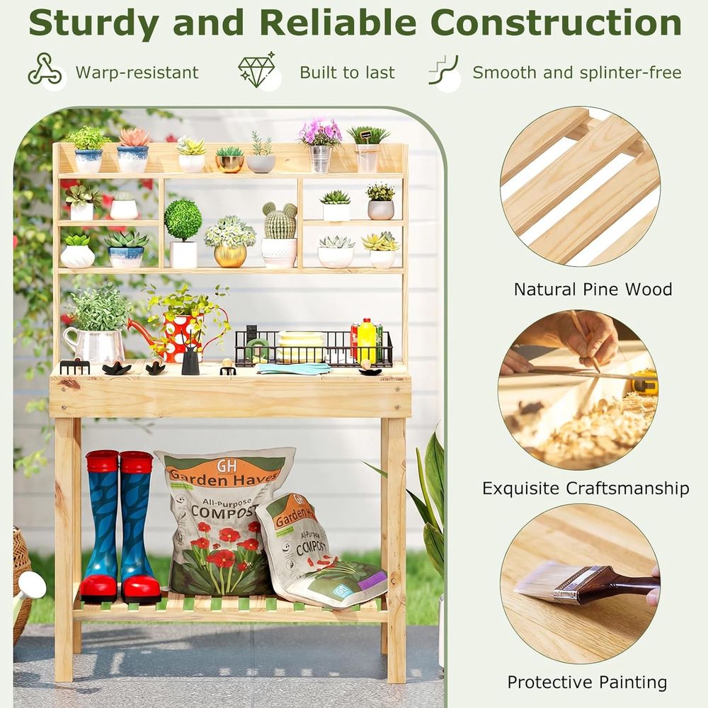 Potting Bench-tafel, 60” houte - Woodworking Bench recensie en prijs